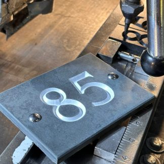 Hand Engraved small house number.